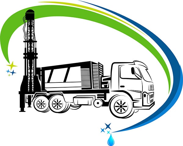 illustration well drilling truck logo